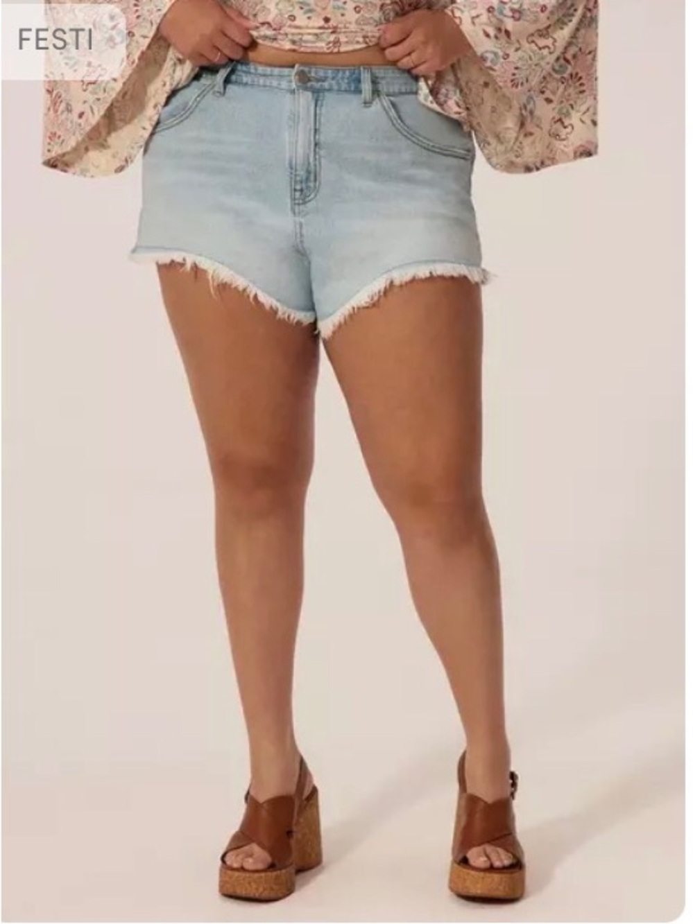 Torrid Festi Denim Rodeo Blue Light Wash Cut Off Shorts Size 28 new with tags